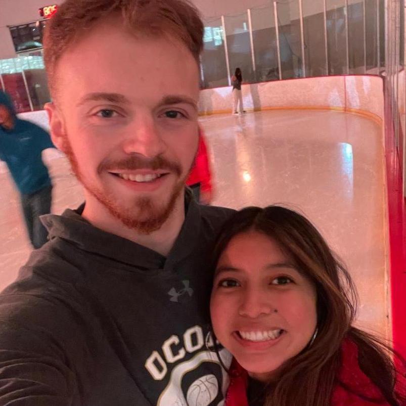 Ice skating, we both wiped out a few times!