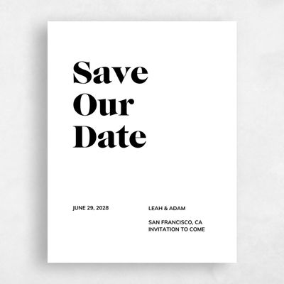 White Fall Wedding Save the Date - Everett Type