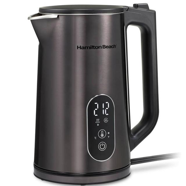 Hamilton Beach Digital Temperature Control Electric Tea Kettle, Hot Water Boiler & Heater 1.7L, 5 Preset Modes + Keep Warm, Fast Boil 1500 Watts, BPA Free, Double Wall Construction, Black (40851)