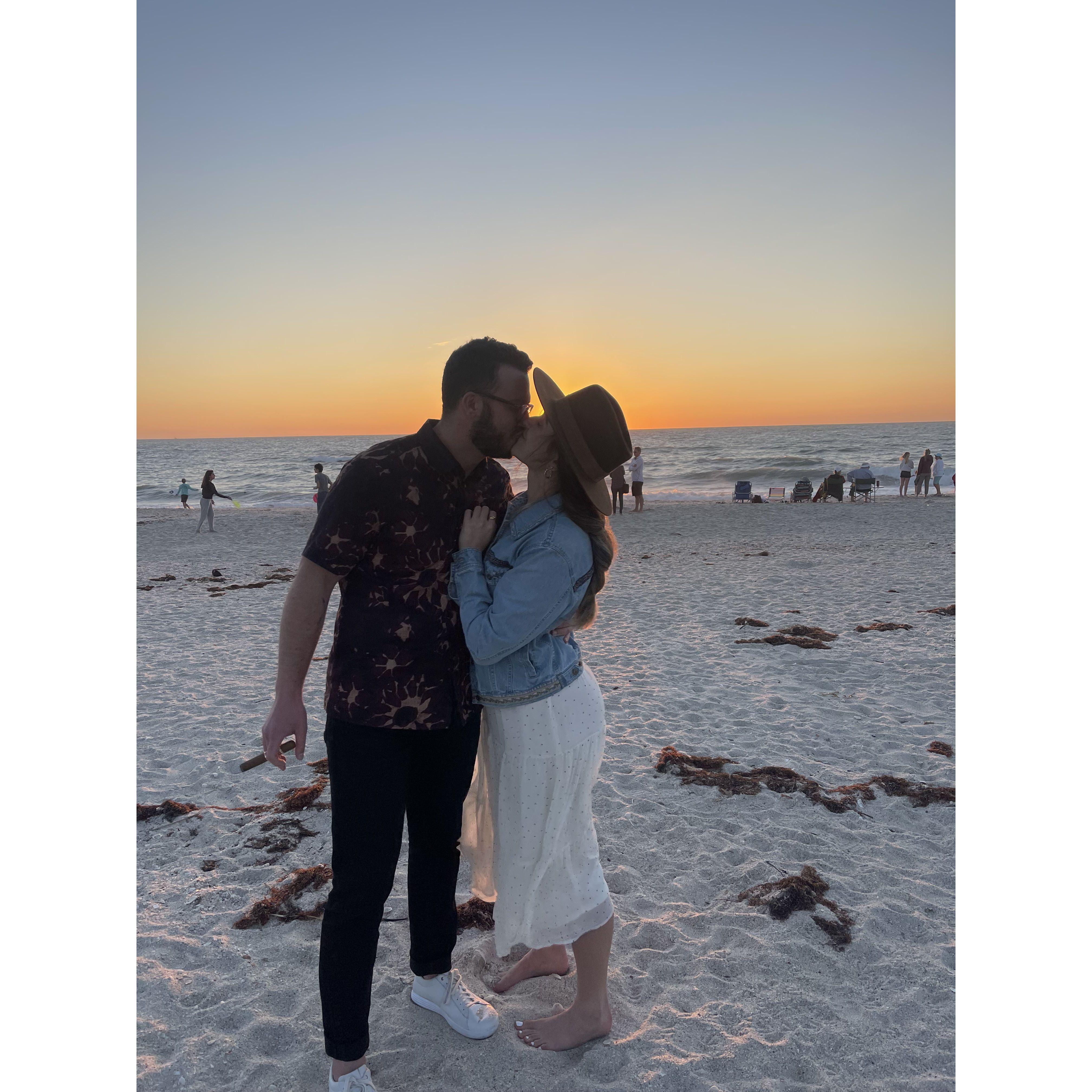 During a sunset on the beach in FL