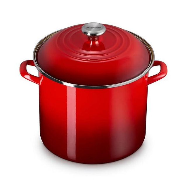 Le Creuset Enamel on Steel Traditional Stockpot, 12 qt., Cerise with Stainless Steel Knob