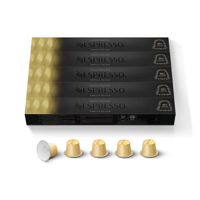 Nespresso Capsules OriginalLine, Vanilla Éclair, Mild Roast Espresso Coffee, 50 Count Espresso Coffee Pods, Brews 1.35oz