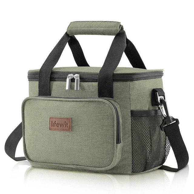 Lifewit Large Lunch Bag Insulated Lunch Box Soft Cooler Cooling Tote for Adult Men Women, Dark Green 12-Can (8.5L)