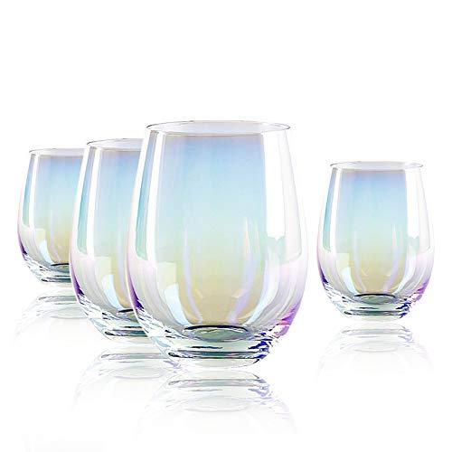 ZHAHA Rainbow Fantasy Glass,Novelty Gift for Festival Wedding Birthday Party,Set of 4,19oz.