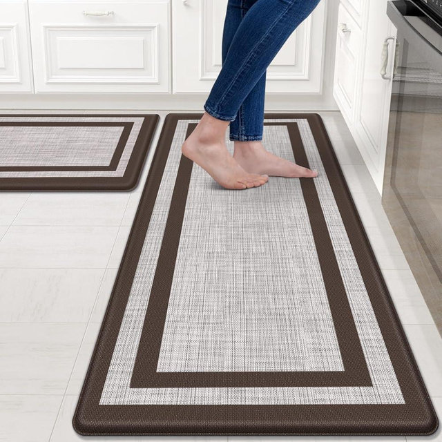 Mattitude Kitchen Mats Set of 2 Cushioned Anti-Fatigue Non-Skid Rug Sets Ergonomic Comfort Standing Mat for Kitchen, Floor, Office, Sink, Laundry,Chocolate