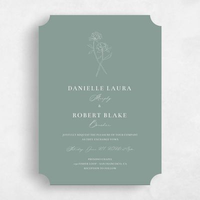 Green Ticket Wedding Invitation - Ingrid Classic