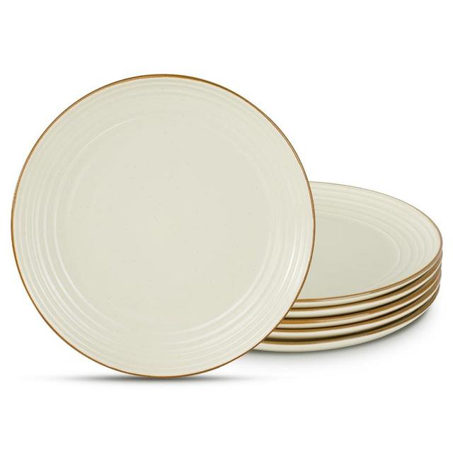 famiware Jupiter Dinner Plates Set of 6, 10.5 Inch Plate Sets, Microwave and Dishwasher Safe, Scratch Resistant, Kitchen Plates Perfect Serving Dishes, Vanilla White