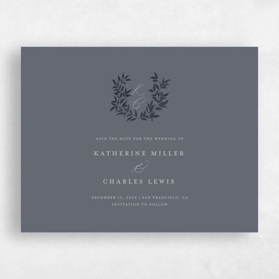 Charcoal, Grey Wedding Save the Date - Willow Landscape