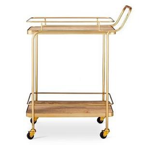 Metal, Wood, and Leather Bar Cart - Gold - Threshold™