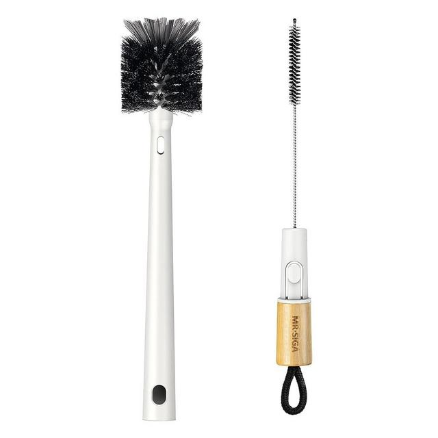 MR.SIGA Water Bottle Brush and Straw Cleaner Brush, Long Handle Bottle Cleaner Brush, 2 in 1 Bottle Cleaning Brush for Sports Bottles, Baby Bottles, Mugs, Straws