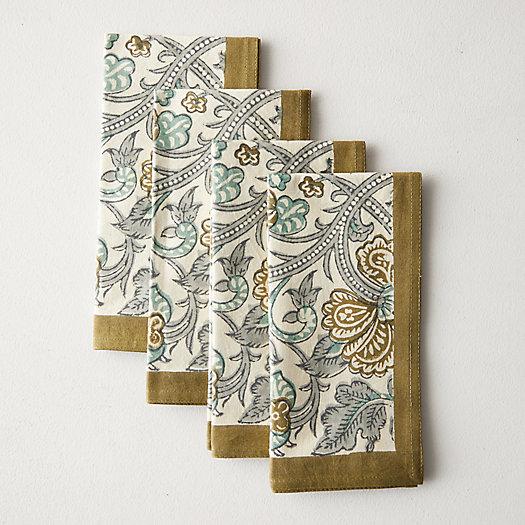 Olive Peacock Napkins, Set of 4