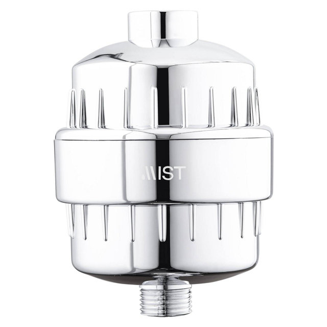 Water Softening Chrome Shower Filter 2 Filter Cartridges 15 Stage Filtration System - Mist