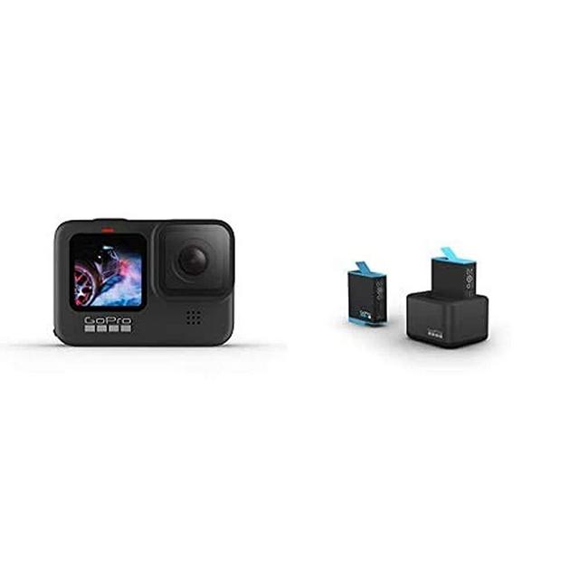 GoPro Hero9 Black Waterproof Action Camera Bundle, Includes Dual Battery Charger, Carrying Case, and 2 Batteries