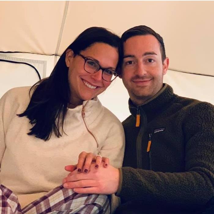 Engagement in South Haven, when we were glamping together!