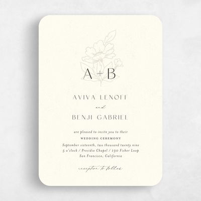 Beige Rounded Wedding Invitation - Oriabel Classic