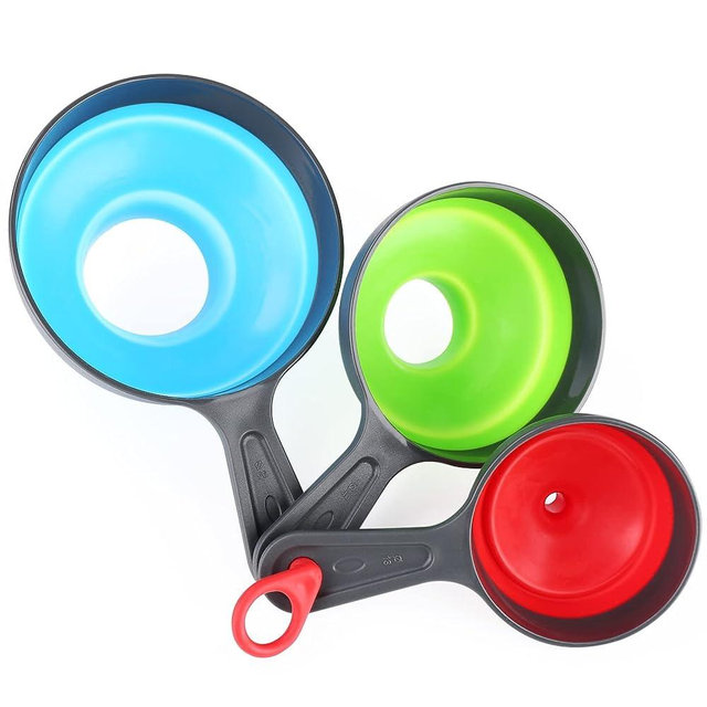 Large Small Funnel set of 3, Food Grade Mini Funnels for Kitchen Use, Silicone Collapsible Funnel, Wide Mouth Canning Funnel for Mason Jars, Jam, Filling Bottles, Flask, Tiny Spice, Cooking Water YLYL