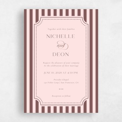 Soft Pink Wedding Invitation - Plateau Portrait
