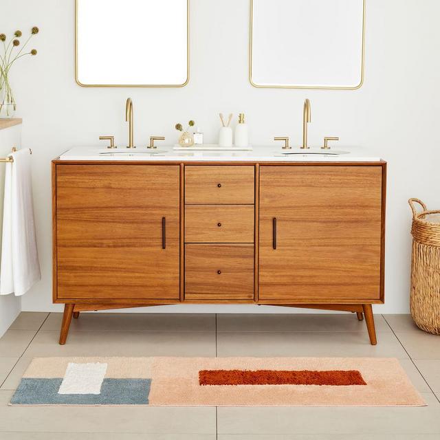 Colorblock Bath Mat, Light Sienna, 24"x64"