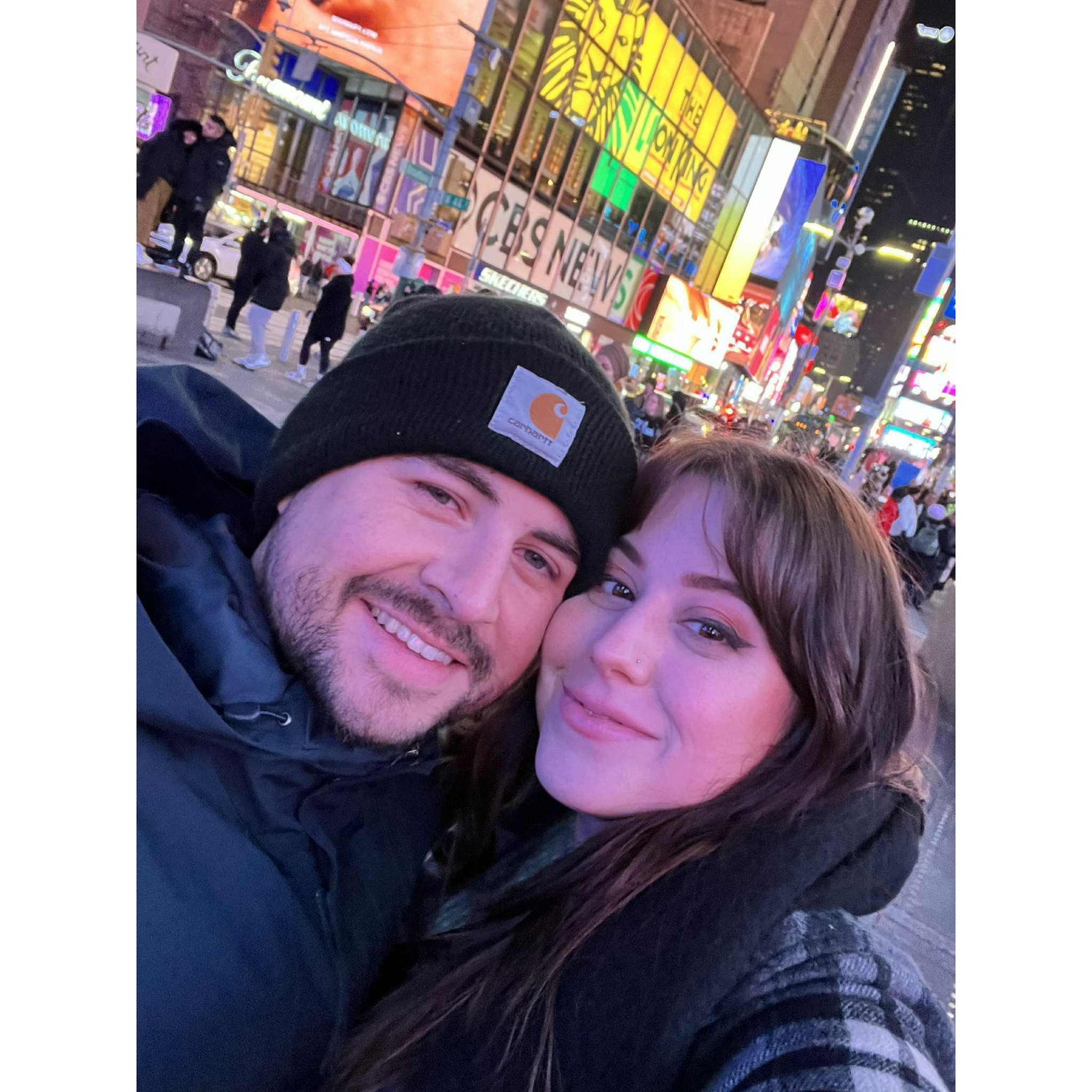 Christina and Caleb visiting NYC at Christmas time in December 2022.