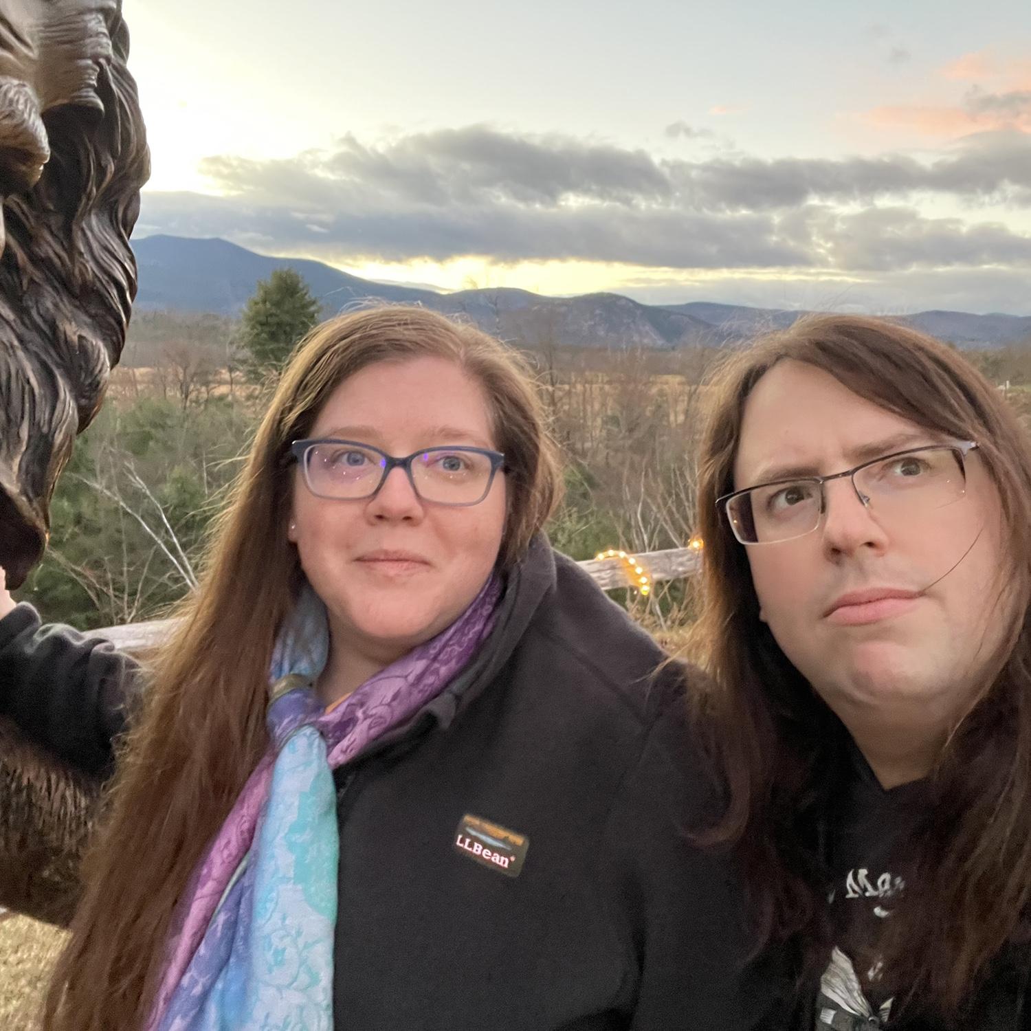 North Conway with the Sasquatch statue. Claire wanted a funny conspiracy picture.
