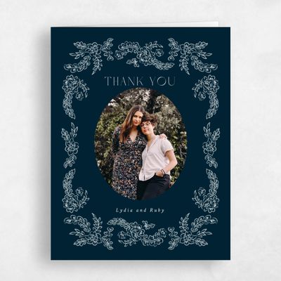 Darkest Teal, Blue Wedding Thank You - Petalo Photo