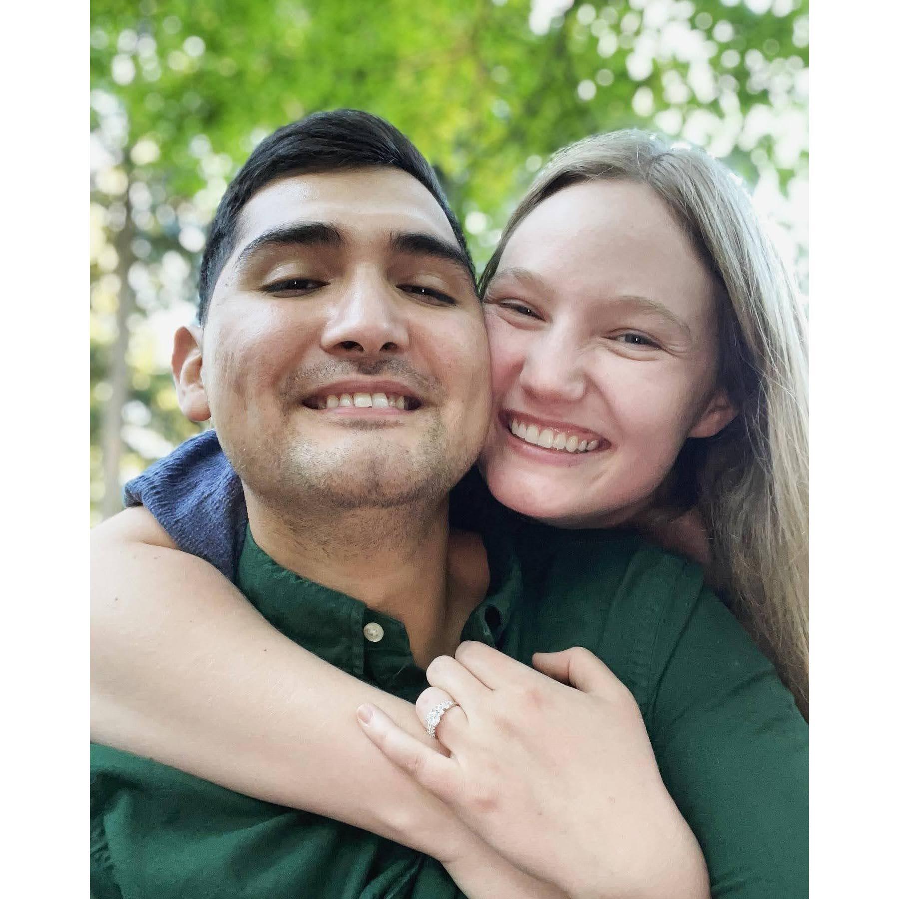 Victor popped the question on July 7th, 2022! He set up a nice picnic and we walked to find the perfect spot.