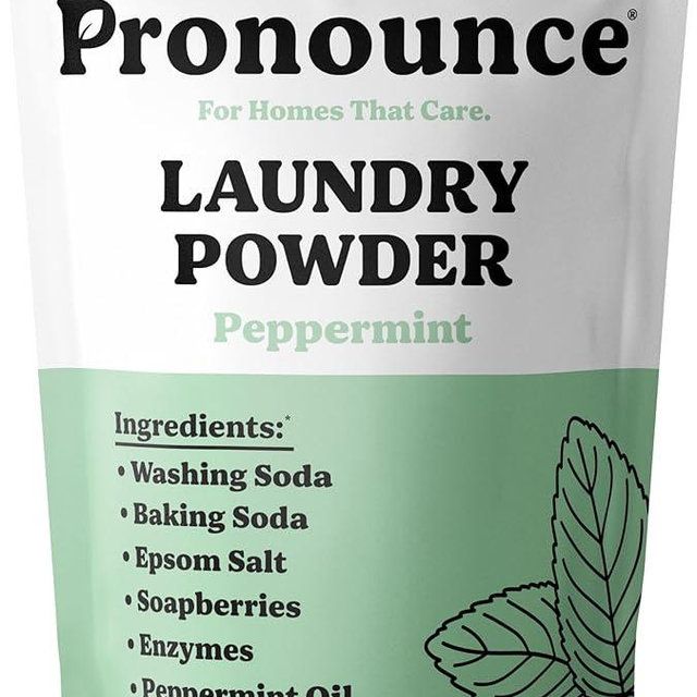 Pronounce Laundry Detergent Powder Alternative | Non-Toxic, Eco-Friendly, Natural for Sensitive Skin, Eczema, and Babies. Stain + Smell Fighting. HE Safe (Peppermint, 120 Loads)