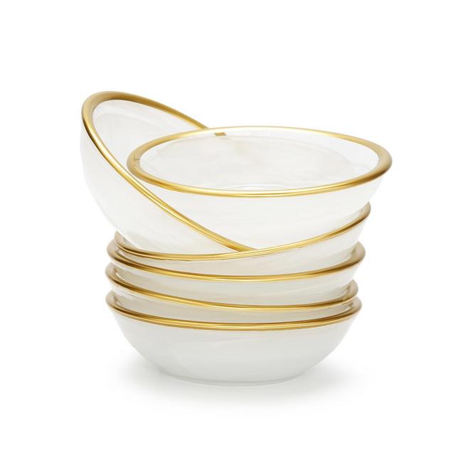 Alabaster Dip Bowls with Rim, Set of 6