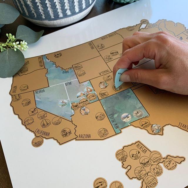 National Parks Map - Gold US Scratch Off