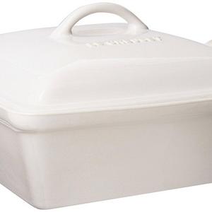 Le Creuset Heritage Stoneware 2-1/2-Quart Covered Square Casserole, White