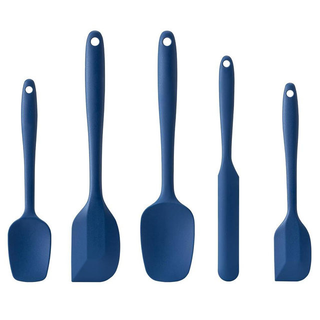 Silicone Spatula Set, 5 Piece Food Grade Rubber Spatulas for Baking, Cooking, and Mixing High Heat Resistant Non Stick Dishwasher Safe BPA-Free (Navy Blue)