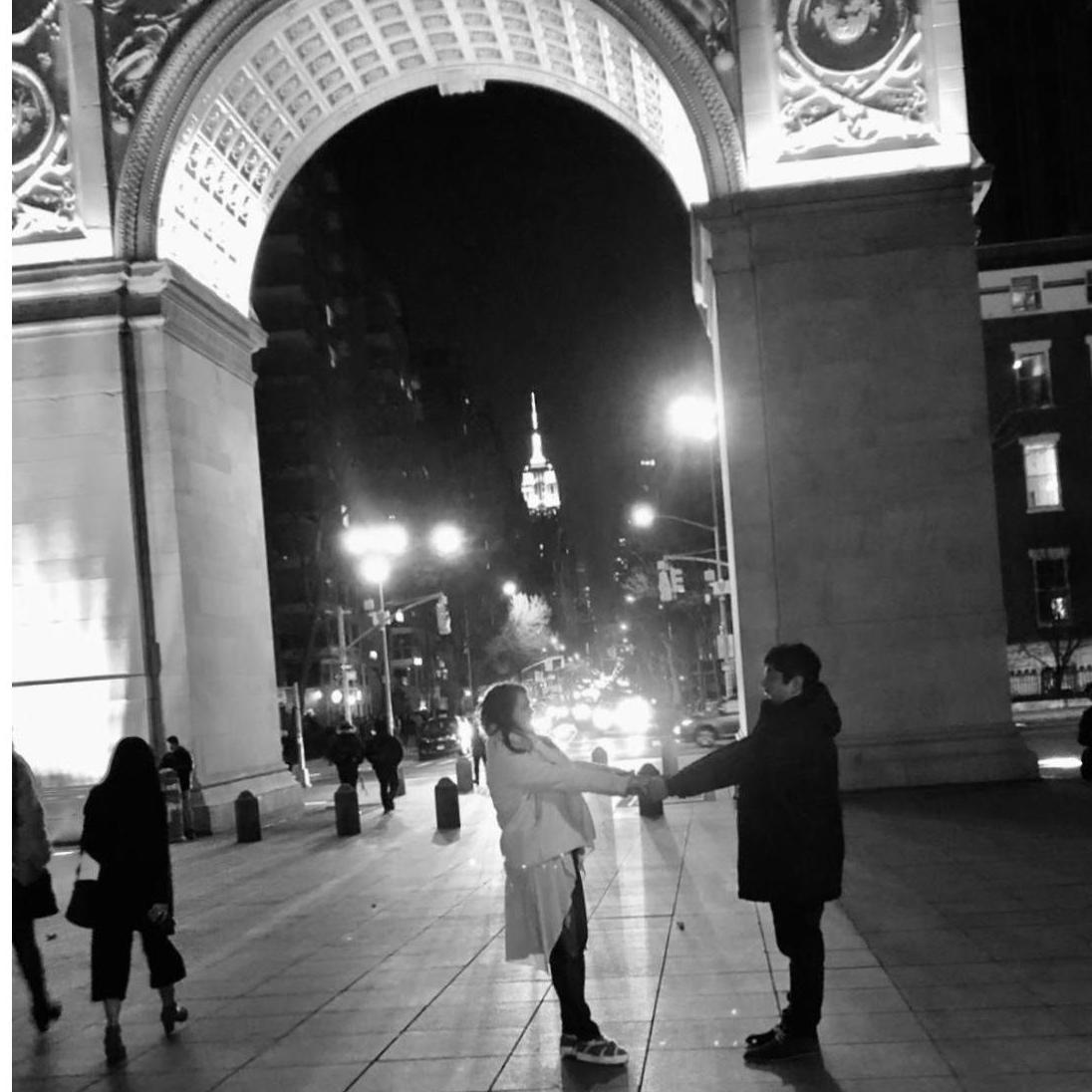Evening of our proposal in Washington Square.