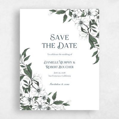 White Wedding Save the Date - Melcher Portrait