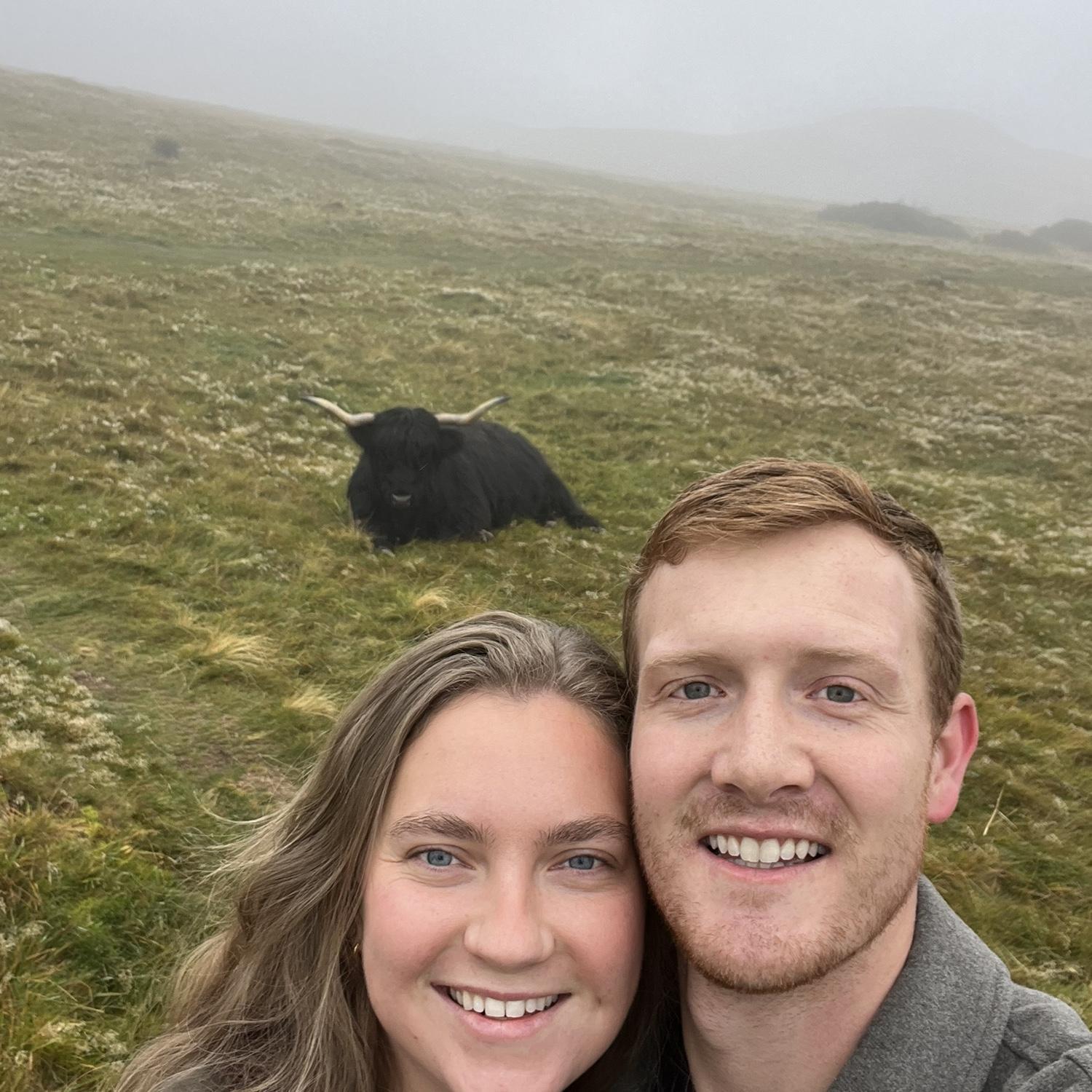The morning of the engagement, looking for Highland Cows!