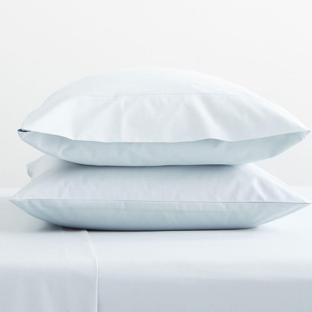 Pearl Blue 400-Thread-Count Organic Percale Pillowcases, Set of 2, King
