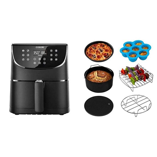 COSORI Air Fryer,Max XL 5.8 Quart,1700-Watt Electric Hot Air Fryers Oven & Oilless Cooker for Roasting,LED Digital Touchscreen & Air Fryer Accessories XL, Set of 6 Fit all 5.8Qt, 6Qt Air Fryer