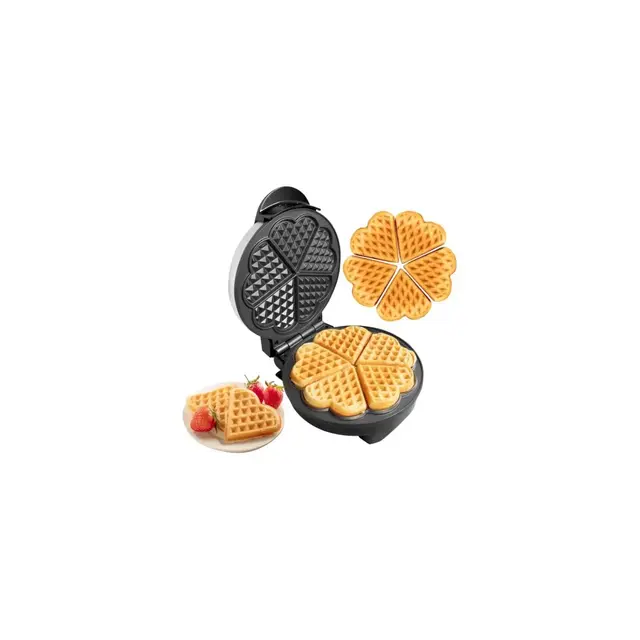 CucinaPro Heart Waffle Maker - Make 5 Heart Shaped Waffles for a Special Breakfast- Electric Waffler Griddle Iron w Adjustable Browning Control
