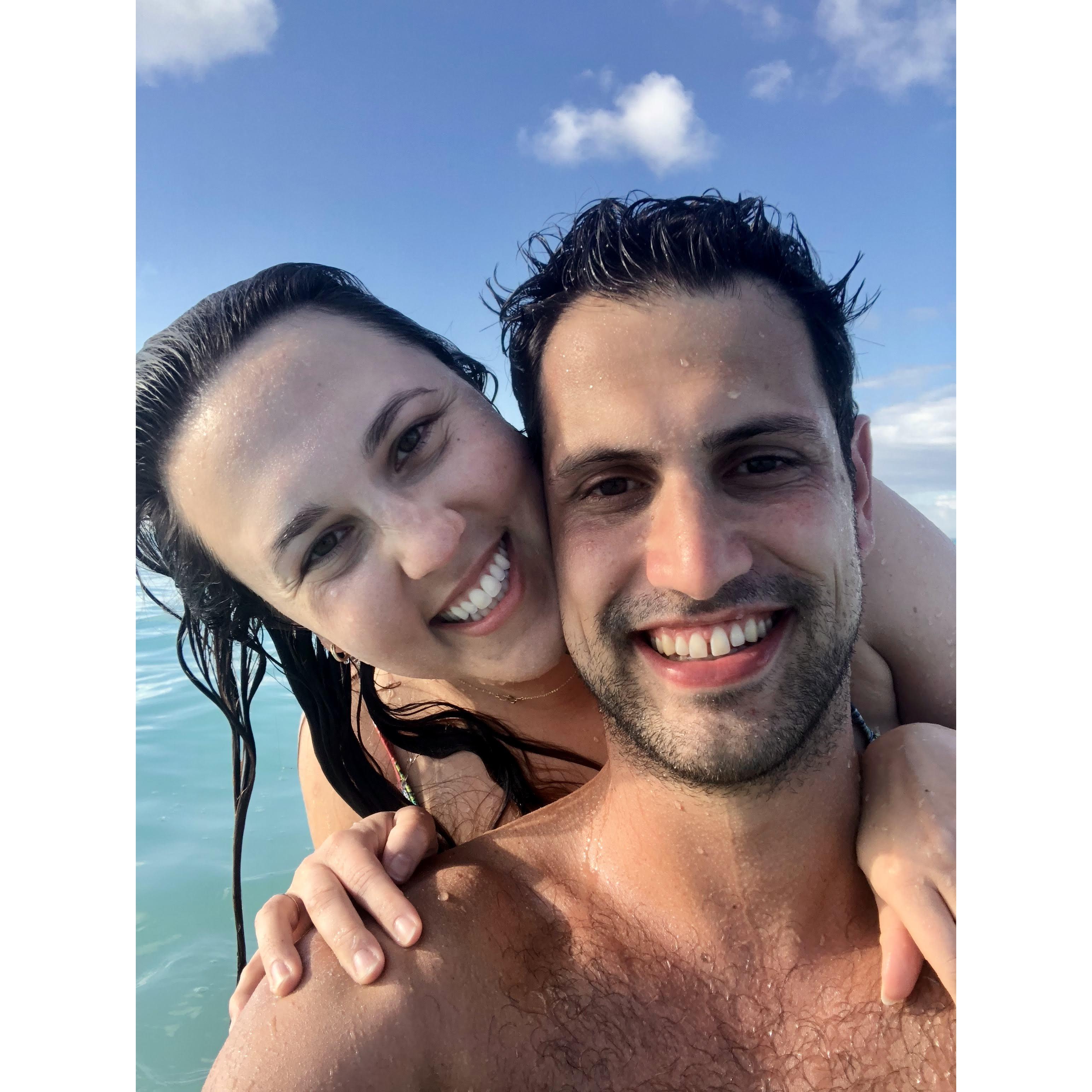 Swimming the crystal water of the Turks & Caicos in October 2018.