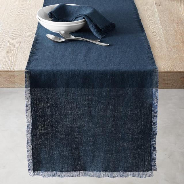 Fringed Table Runner, 16" X 108", Navy