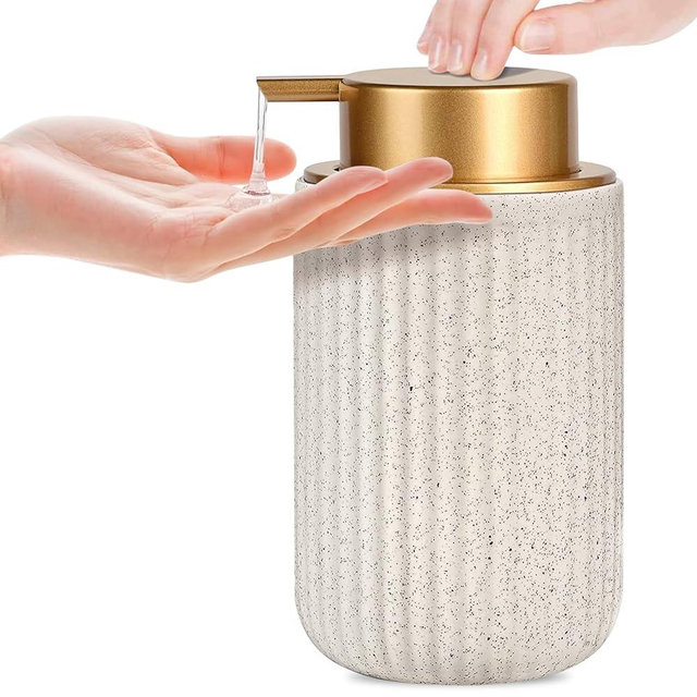 Sylfu Soap Dispenser Ceramic with Easy-to-Press Pump Hand Lotion Liquid Soap Dispenser for Bathroom Kitchen