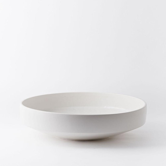 Pure White Ceramic Vase, Low Centerpiece