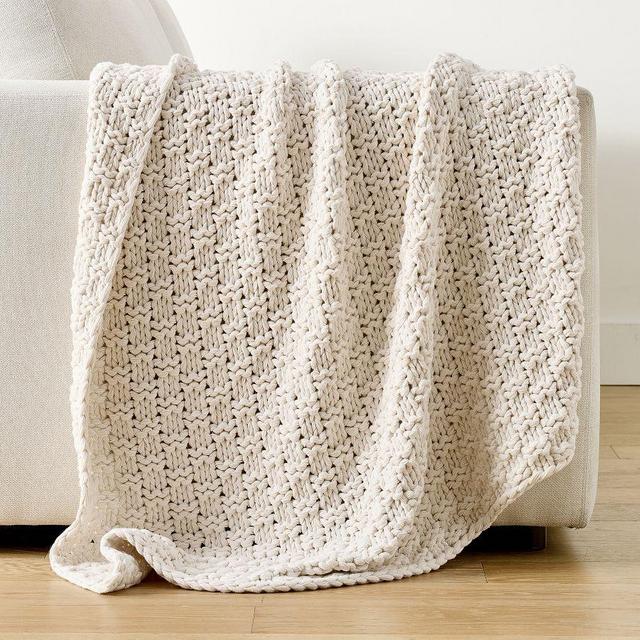 Boston Knit Throw, Ivory, 44" x 56"