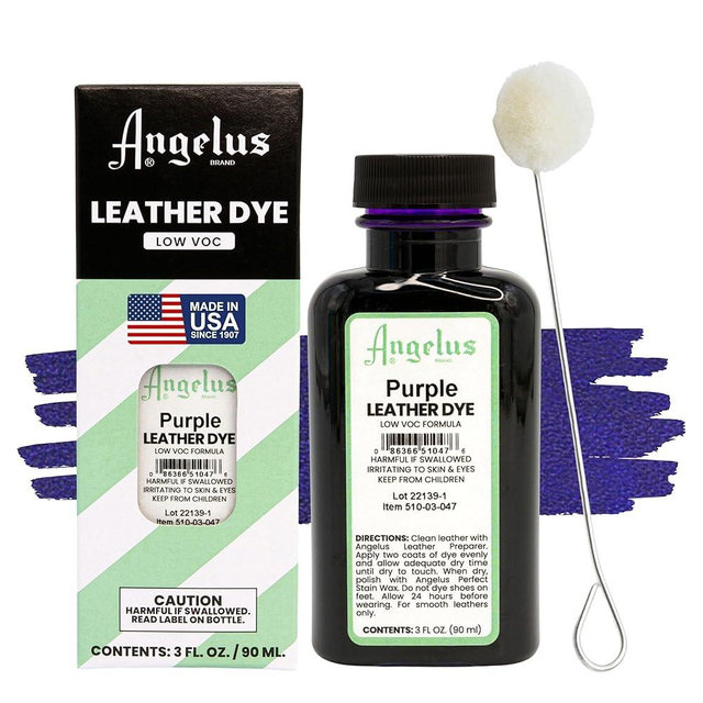 Angelus Leather Dye - Flexible Leather Dye for Shoes, Boots, Bags, Crafts, Furniture, & More 3oz, Dauber Included (Purple)