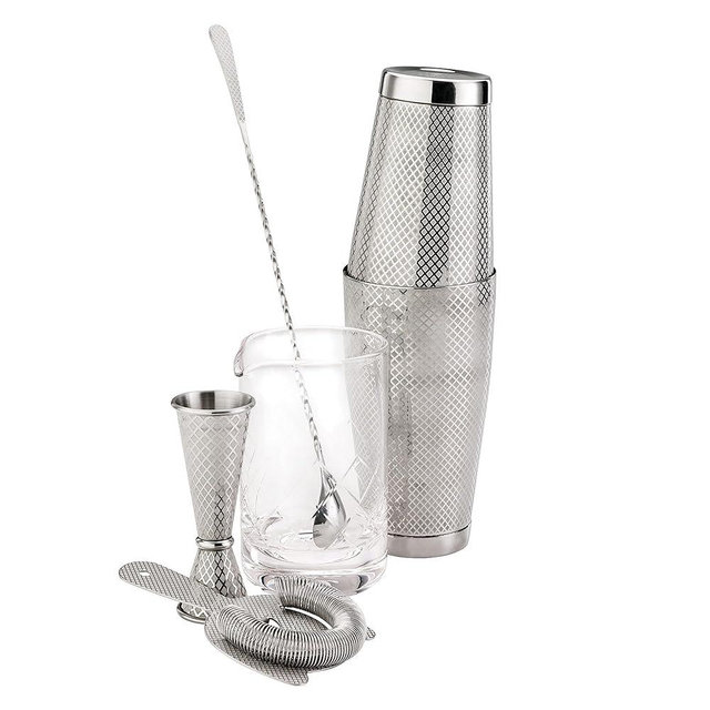 Barfly 5-Piece Diamond Lattice Etch Mixing Kit, Stainless Steel