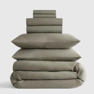 Organic Crisp Percale Deluxe Bedding Bundle - COLOR: Dried Sage