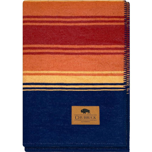 Chubbuck 100% Wool Blanket Camping (60" x 84") - Warm, Soft Wool Blanket for Winter - Large Wool Blanket for Camping - Pure Wool Blankets for Cold Weather - Indoor & Outdoor Warmer - Sunset