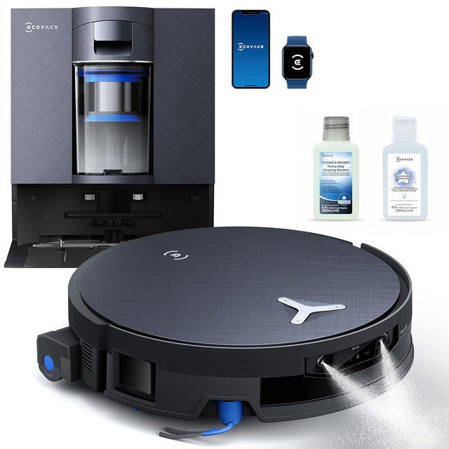 ECOVACS DEEBOT X12 OMNICYCLONE Robot Vacuum and Mop, FocusJet Pre-Spray, Bagless Station, OZMO Roller Instant Self Washing, Blast 22000Pa Suction, ZeroTangle, PowerBoost Charging for Large House