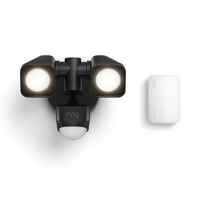Ring Floodlight Wired, Black with Ring Bridge (Newest Model), White
