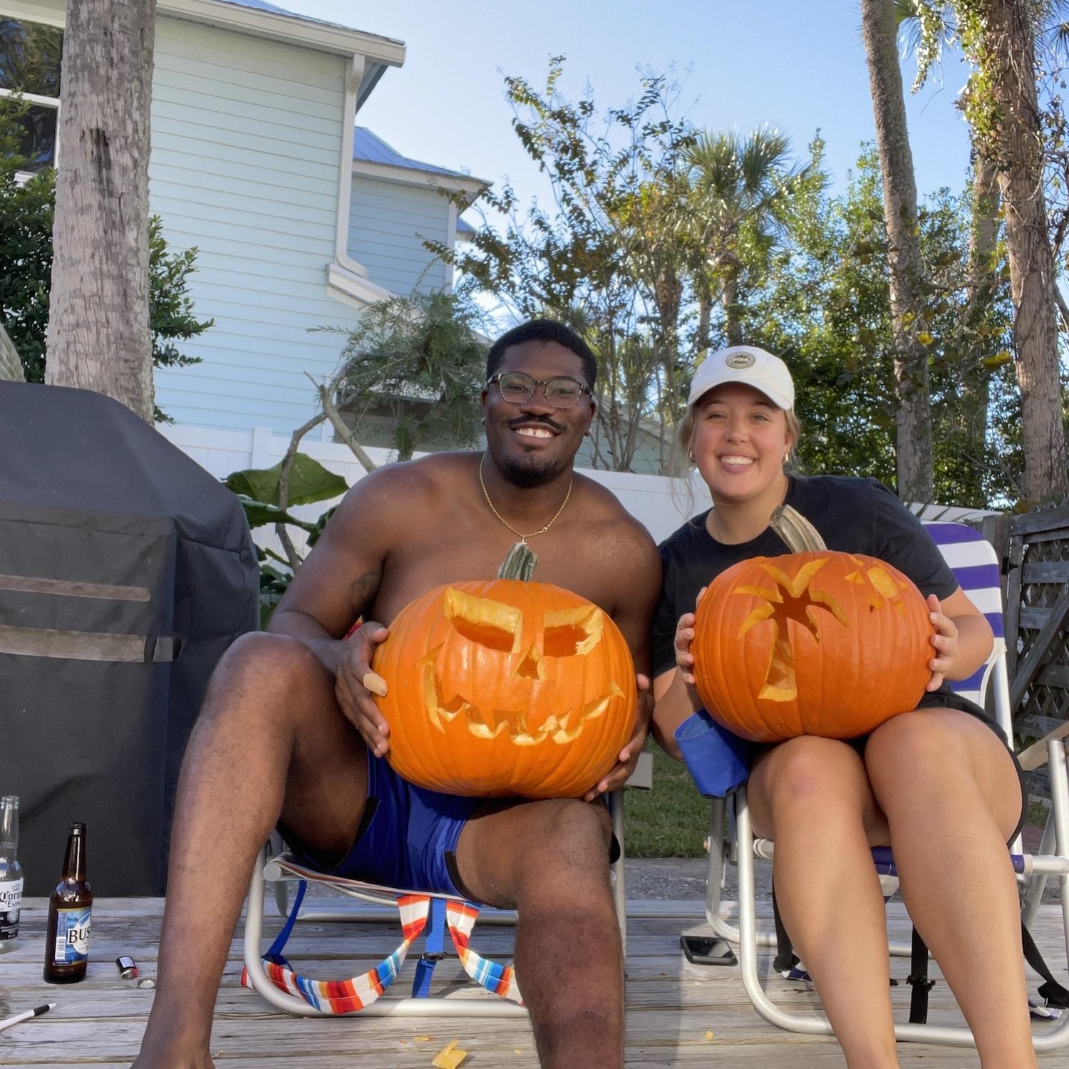Richards first time carving pumpkins - whose is better?!
