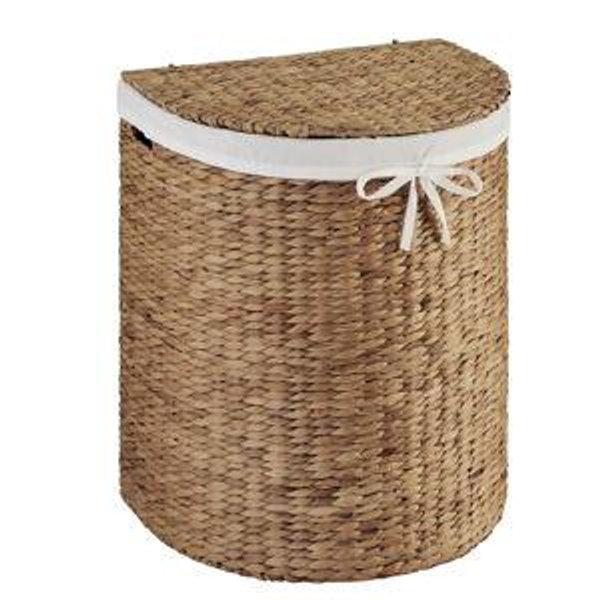 Best Choice Products Half Moon Laundry Hamper w/Lid, Woven Half Round Laundry Basket - Chestnut